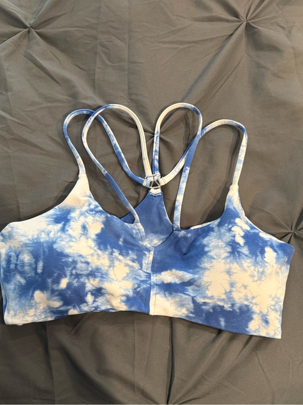 Bombshell Sportswear *Retired* Seamless Tie-Dye Blue & White Strappy Bralette
